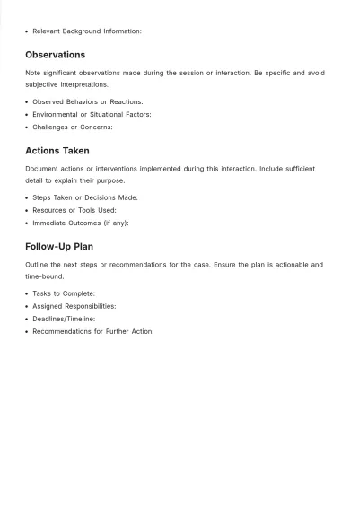 Free Guide Outline Case Note Template to Edit Online