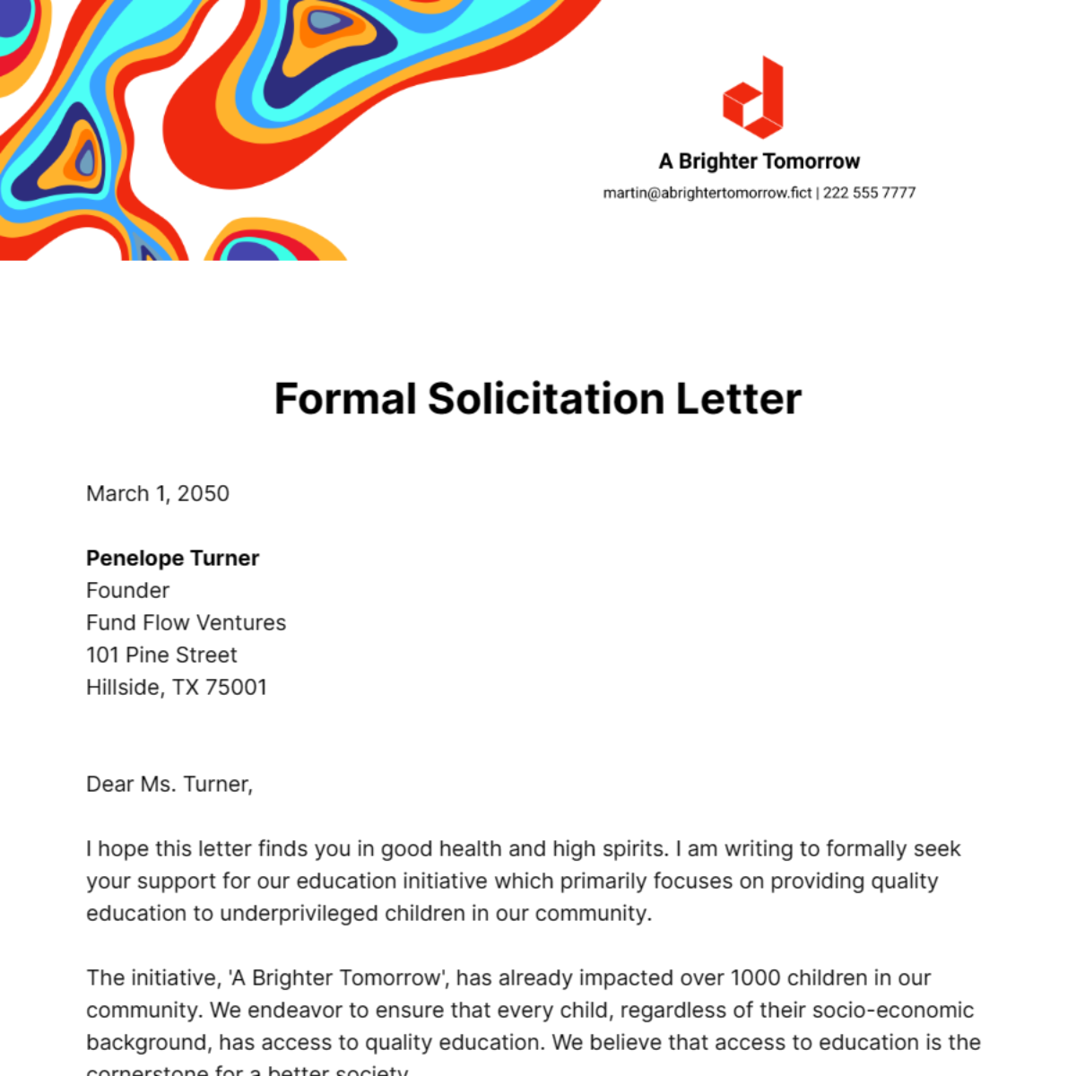 Formal Solicitation Letter Template