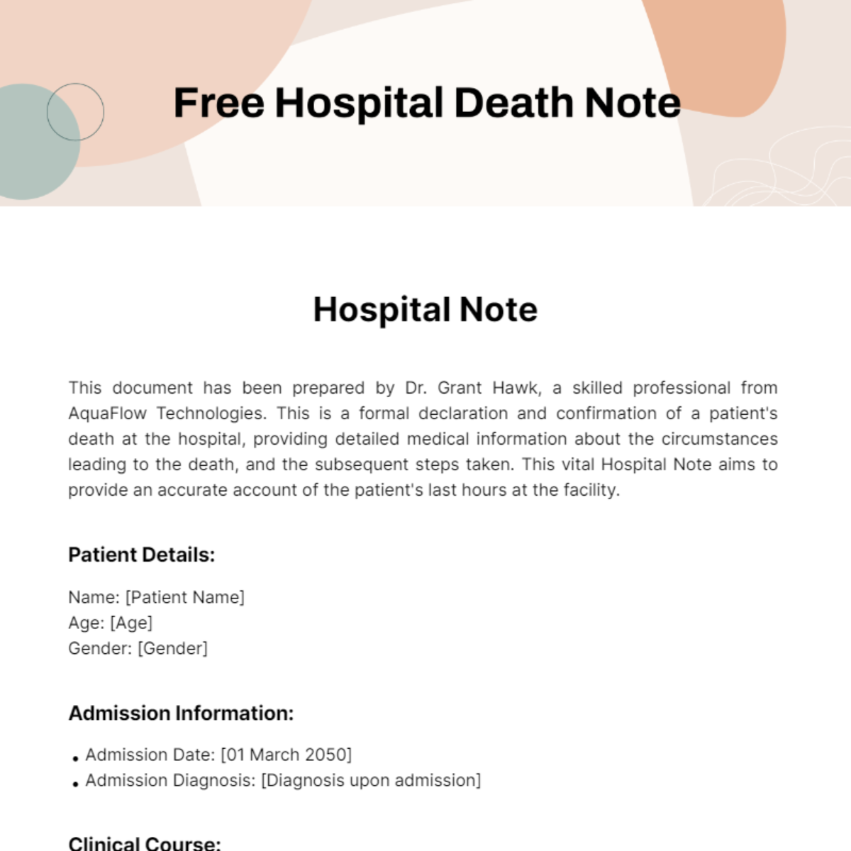 Hospital Death Note Template
