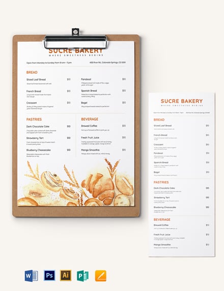 bakery menu board template