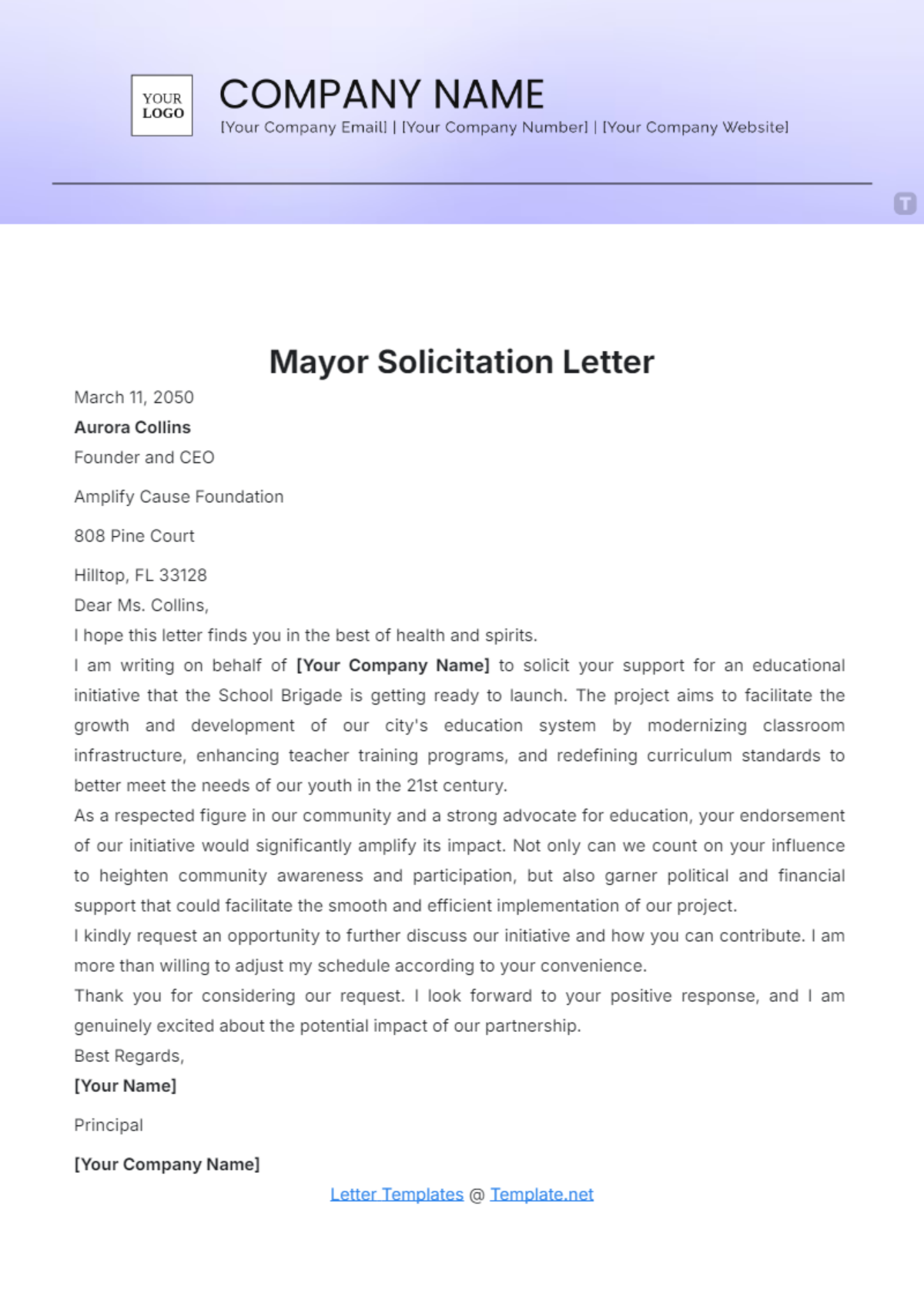 Mayor Solicitation Letter