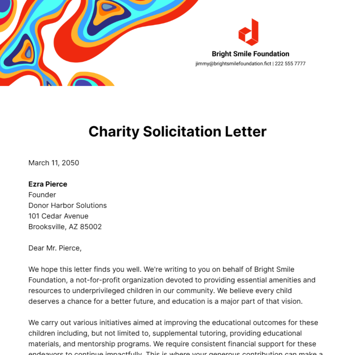 Free Charity Solicitation Letter Template