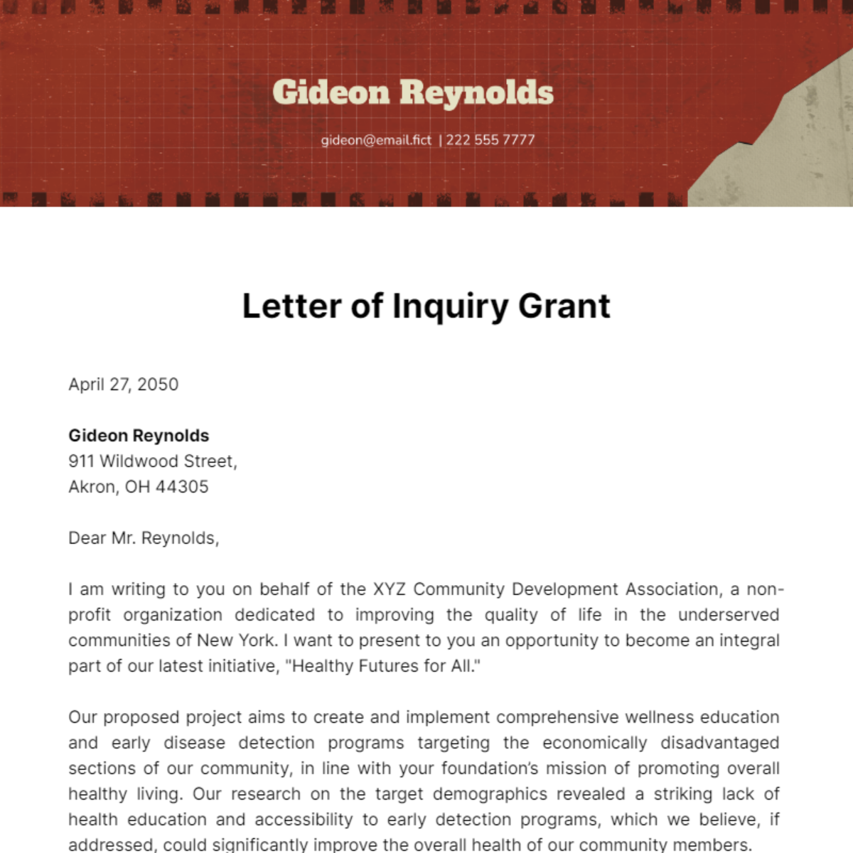 Free Letter of Inquiry Grant Template