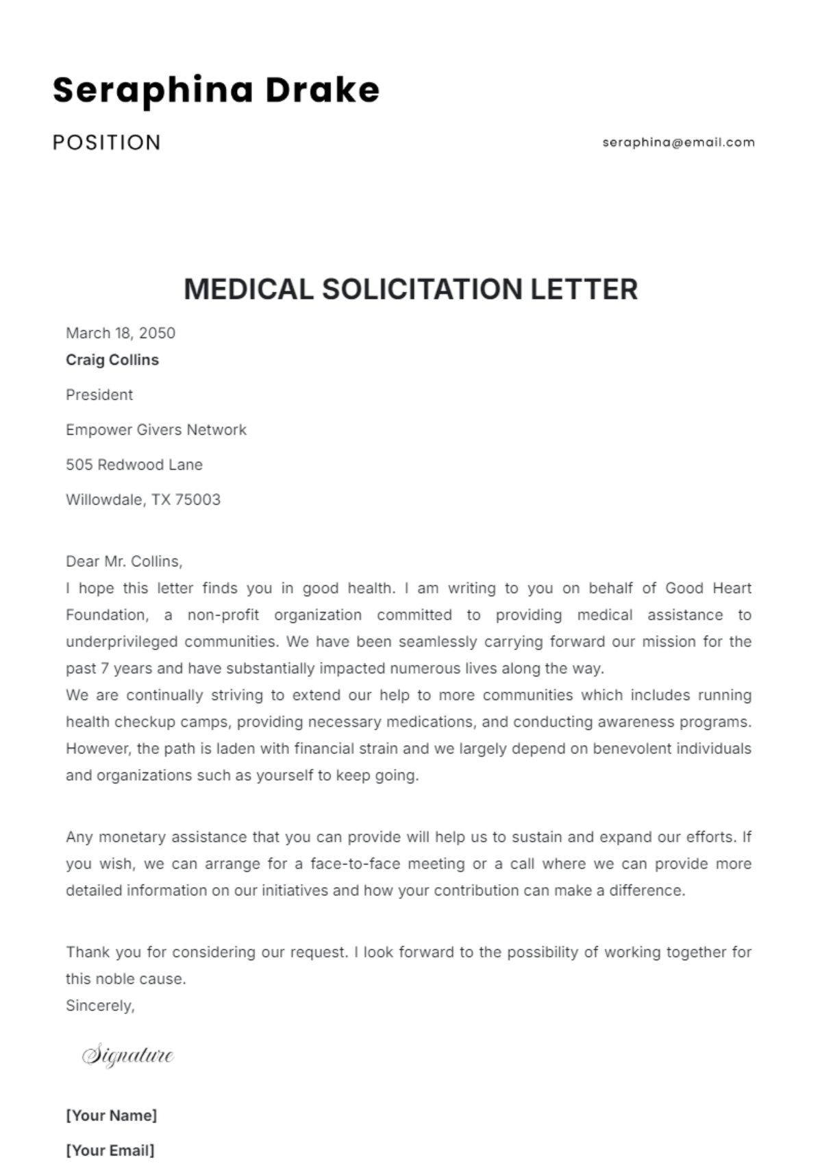 Medical Solicitation Letter Template - Edit Online & Download