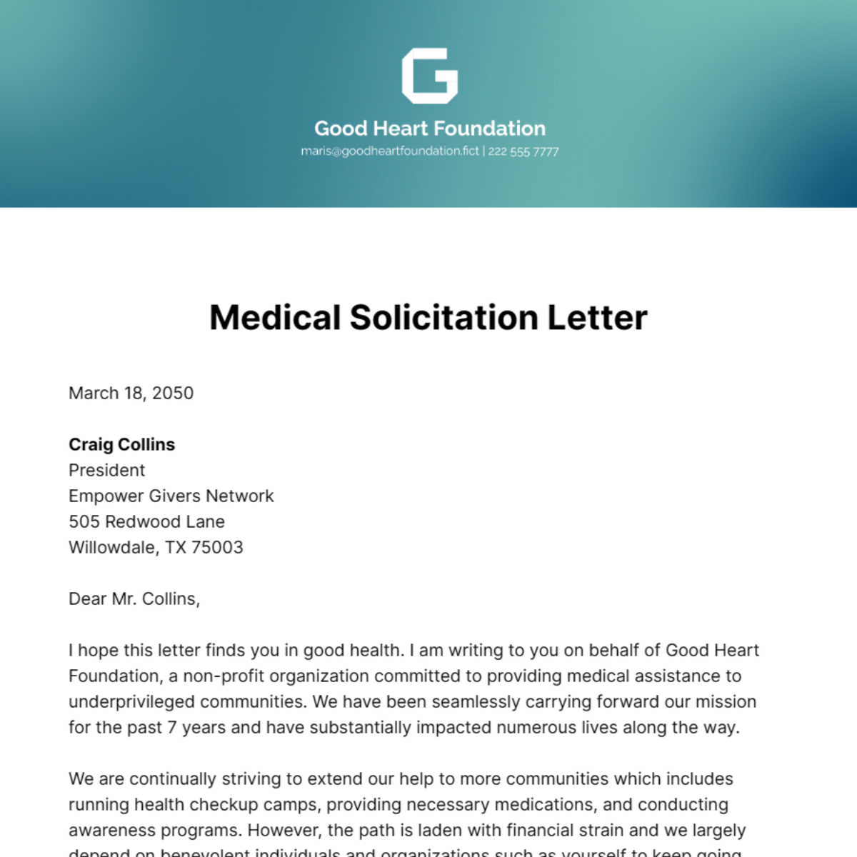 Medical Solicitation Letter Template