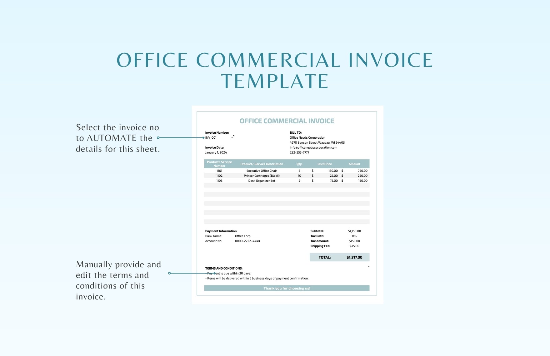 Office Commercial Invoice Template