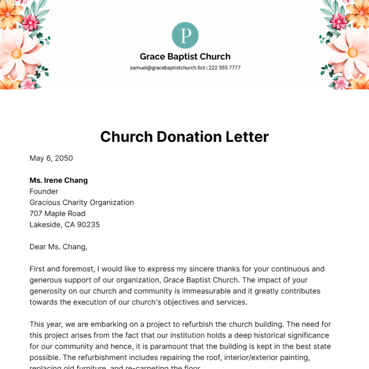 FREE Donation Letter - Edit Online & Download | Template.net