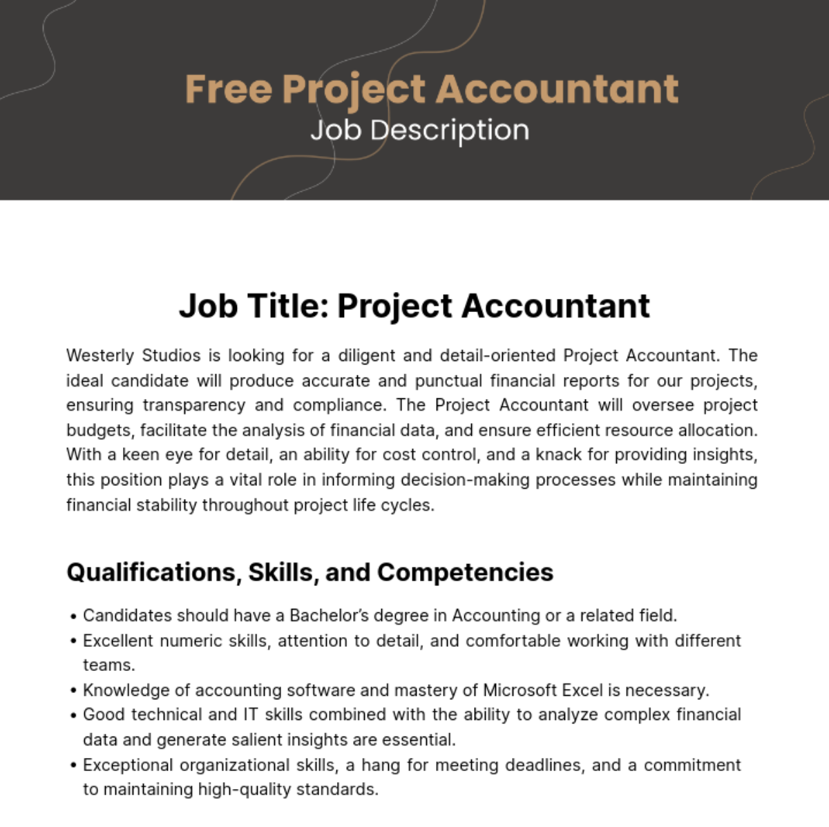 Free Project Accountant Job Description Template