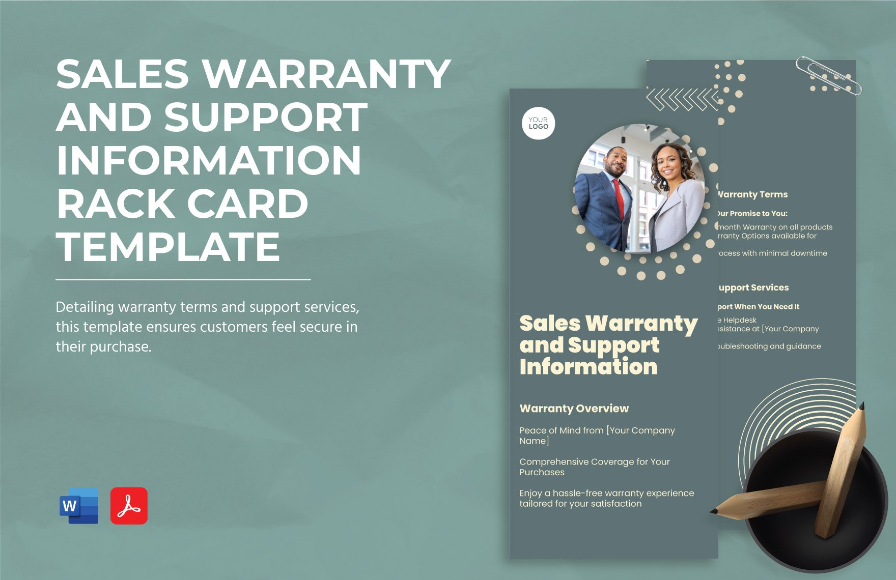 Sales Warranty and Support Information Rack Card Template