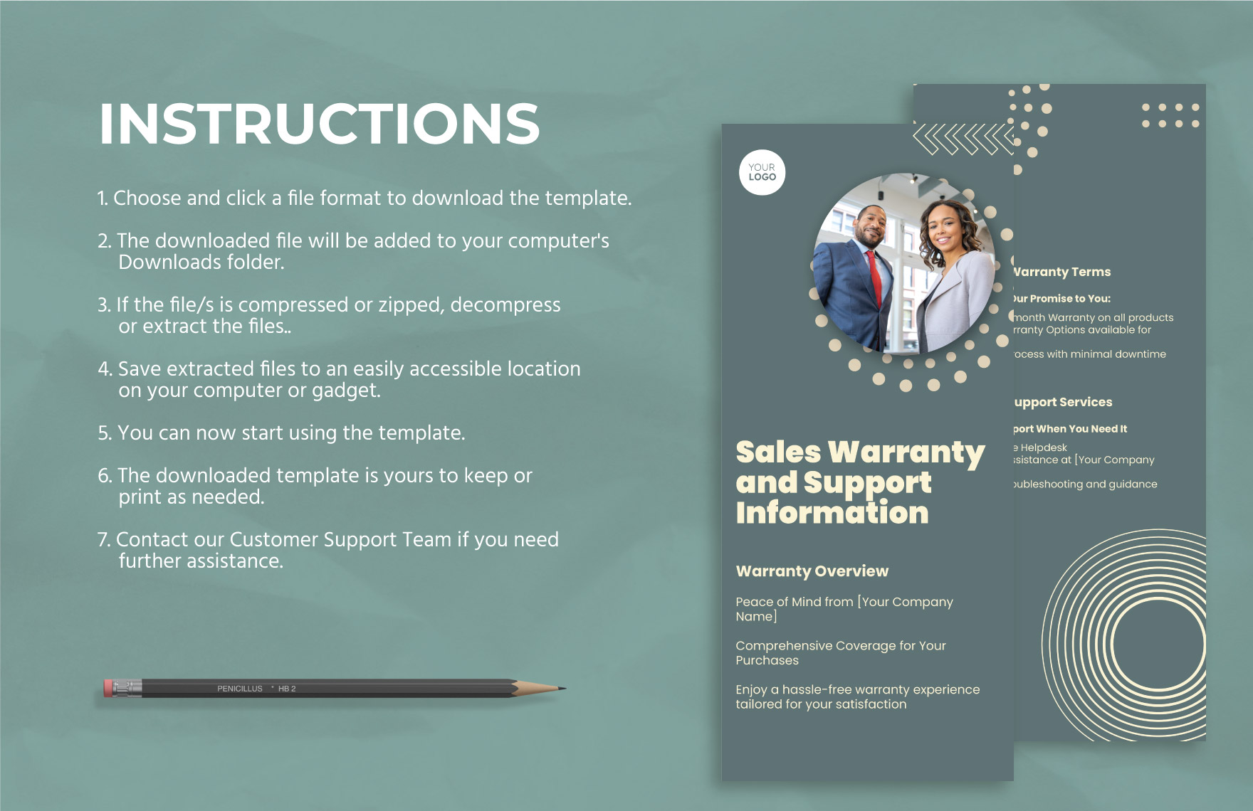 Sales Warranty and Support Information Rack Card Template
