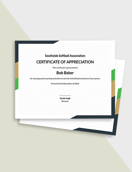 Free Softball Certificate Template - Google Docs, Word, Publisher