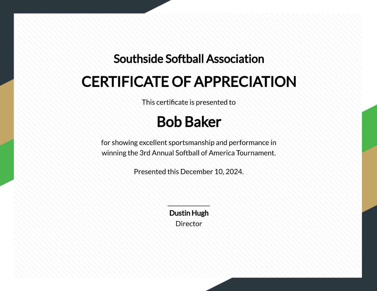 Softball Certificate Template