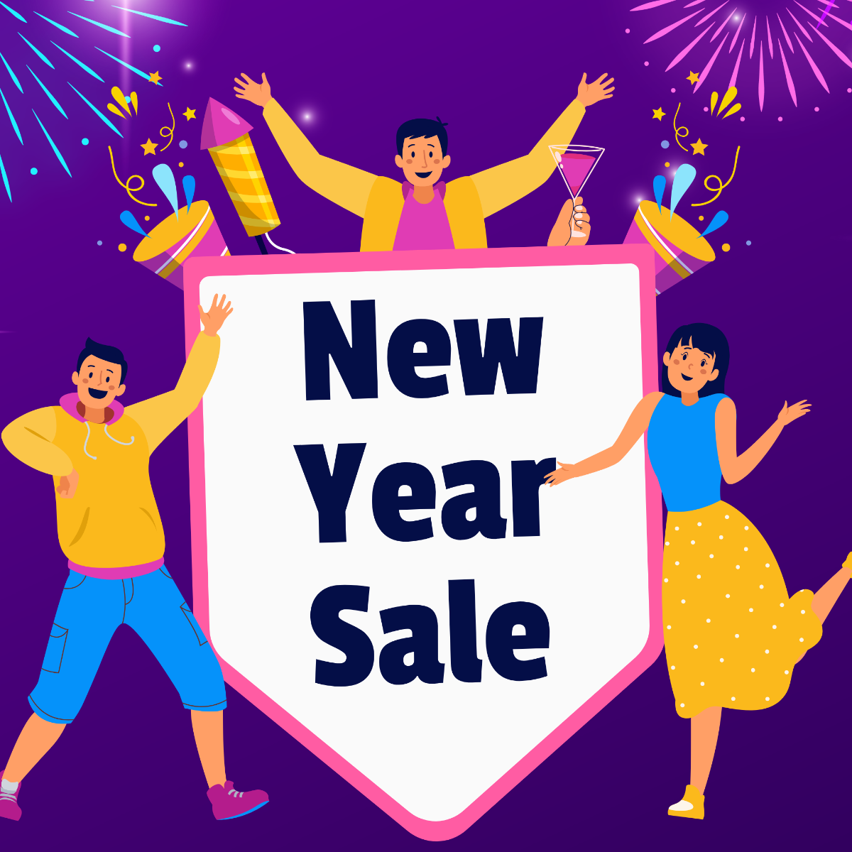 New Year Sale Social Media Post Template