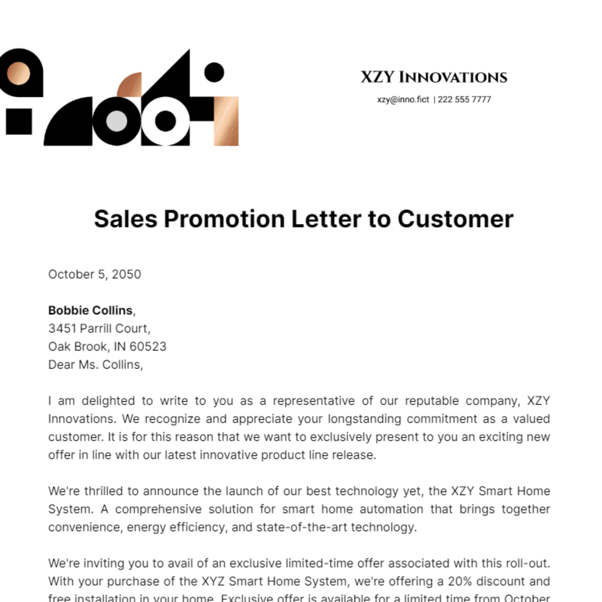 Sales Promotion Letter to Customer Template