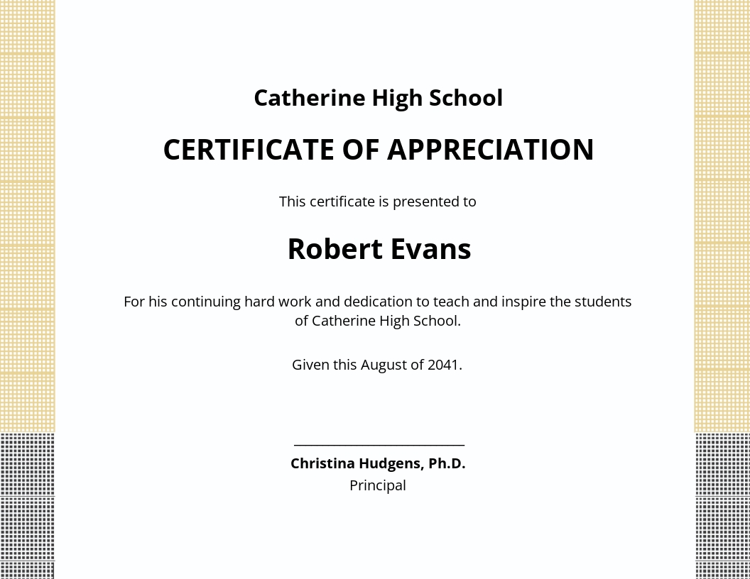 Teacher Appreciation Certificate Template Free JPG Illustrator Word Outlook Apple Pages 