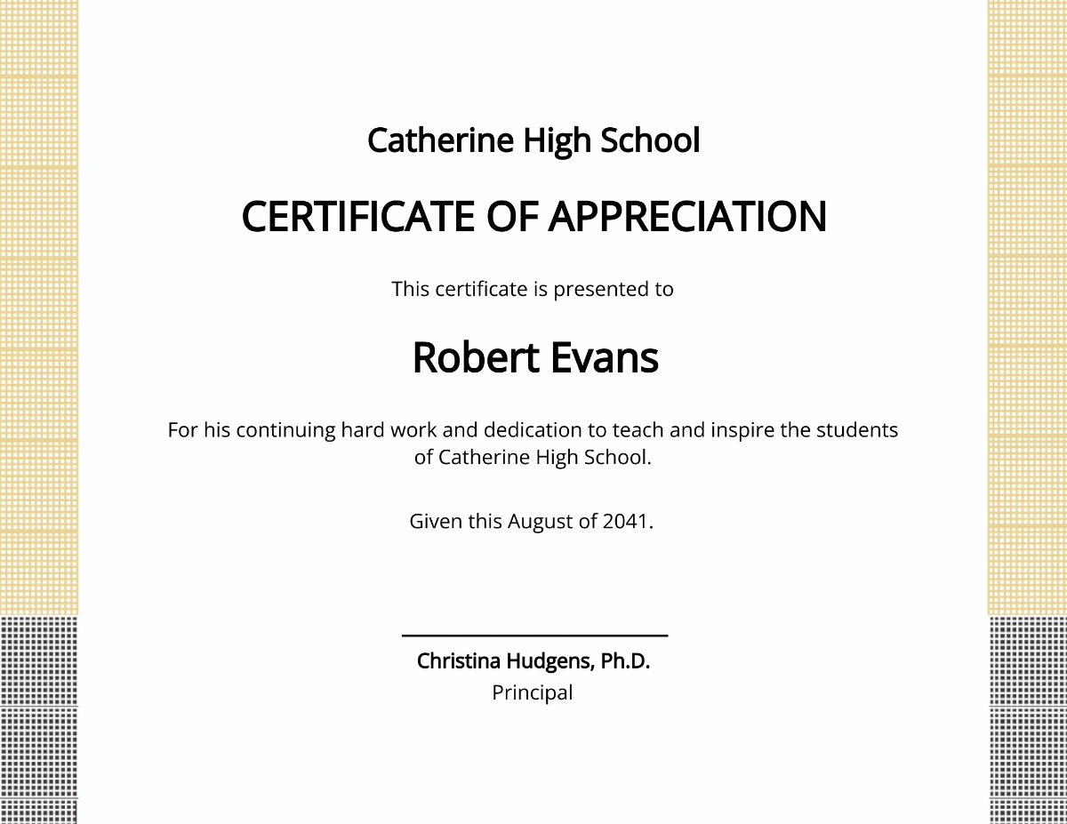 Teacher Appreciation Certificate Template