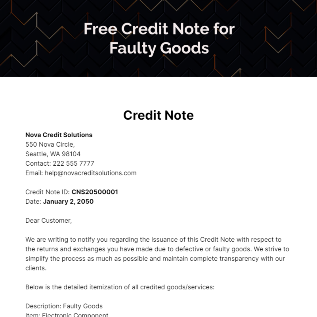 FREE Credit Note Templates Examples Edit Online Download 