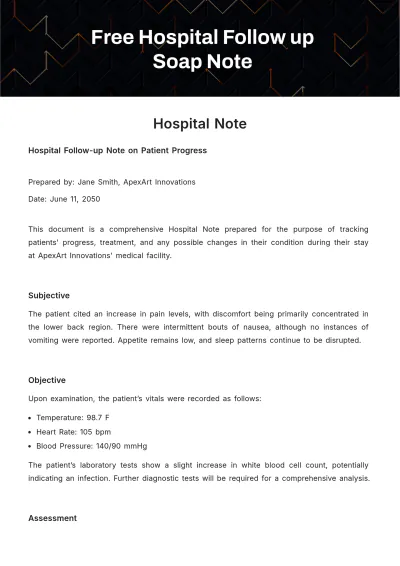 Free Hospital Follow up Soap Note Template to Edit Online