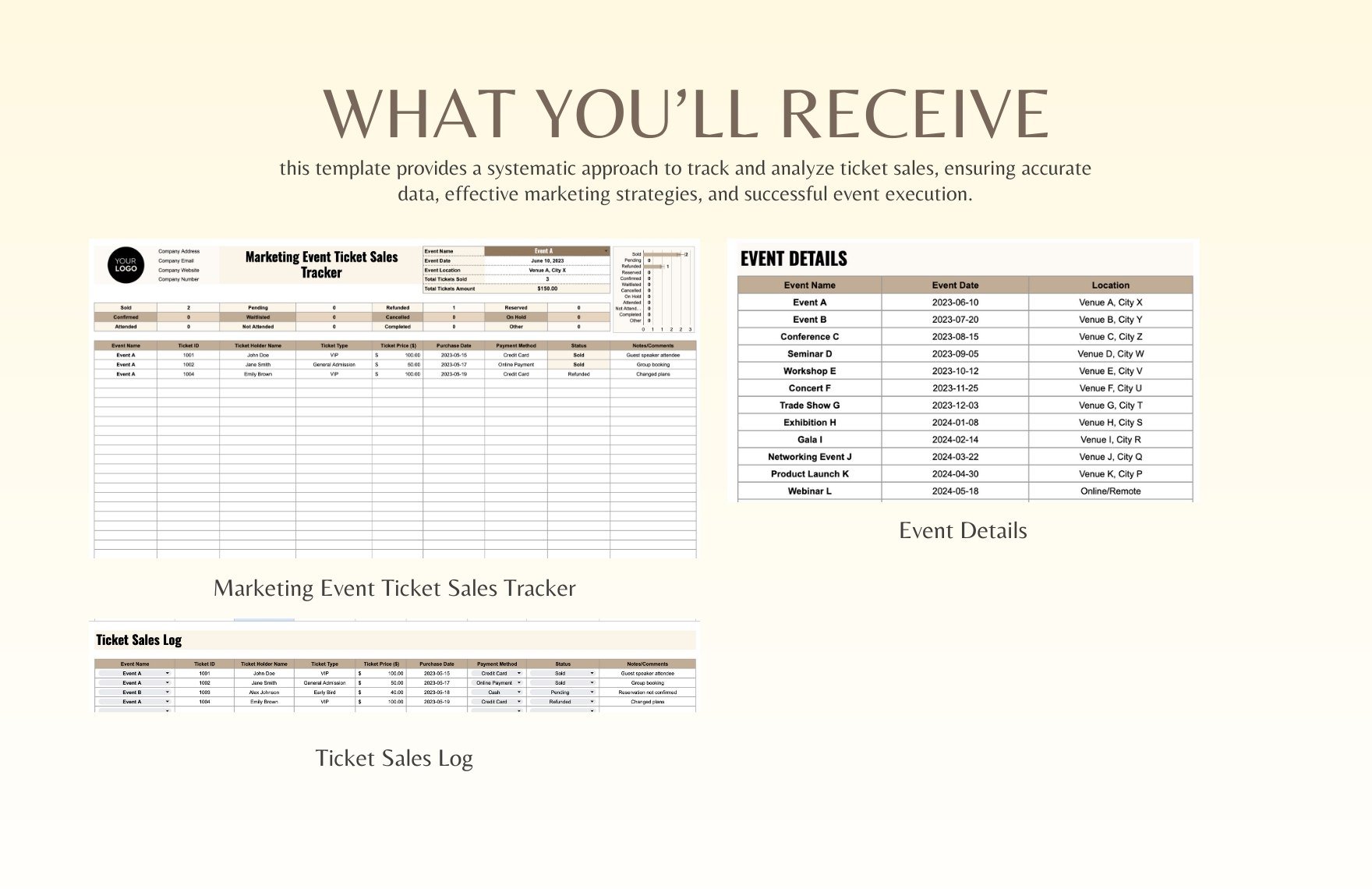 Marketing Event Ticket Sales Tracker Template