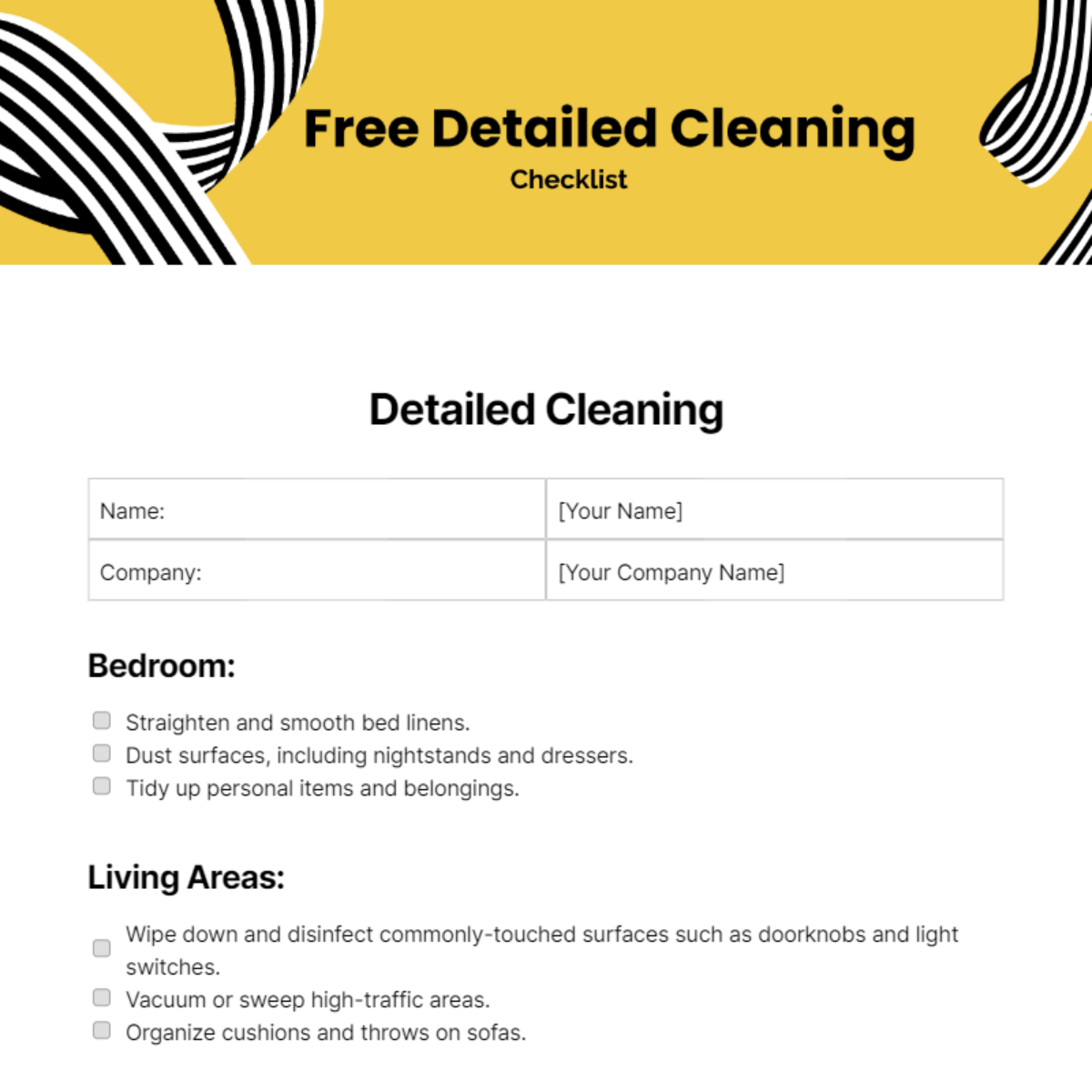 Free Detailed Cleaning Checklist Template