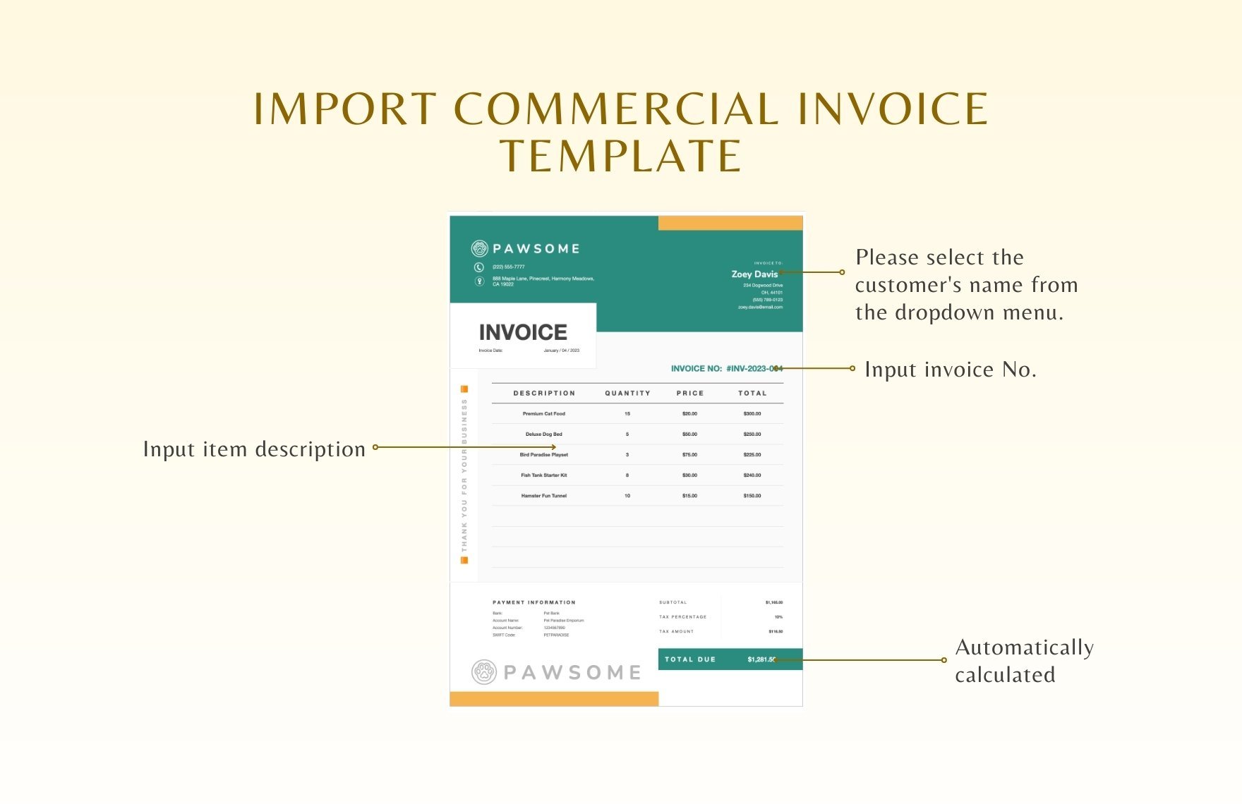 Import Commercial Invoice Template