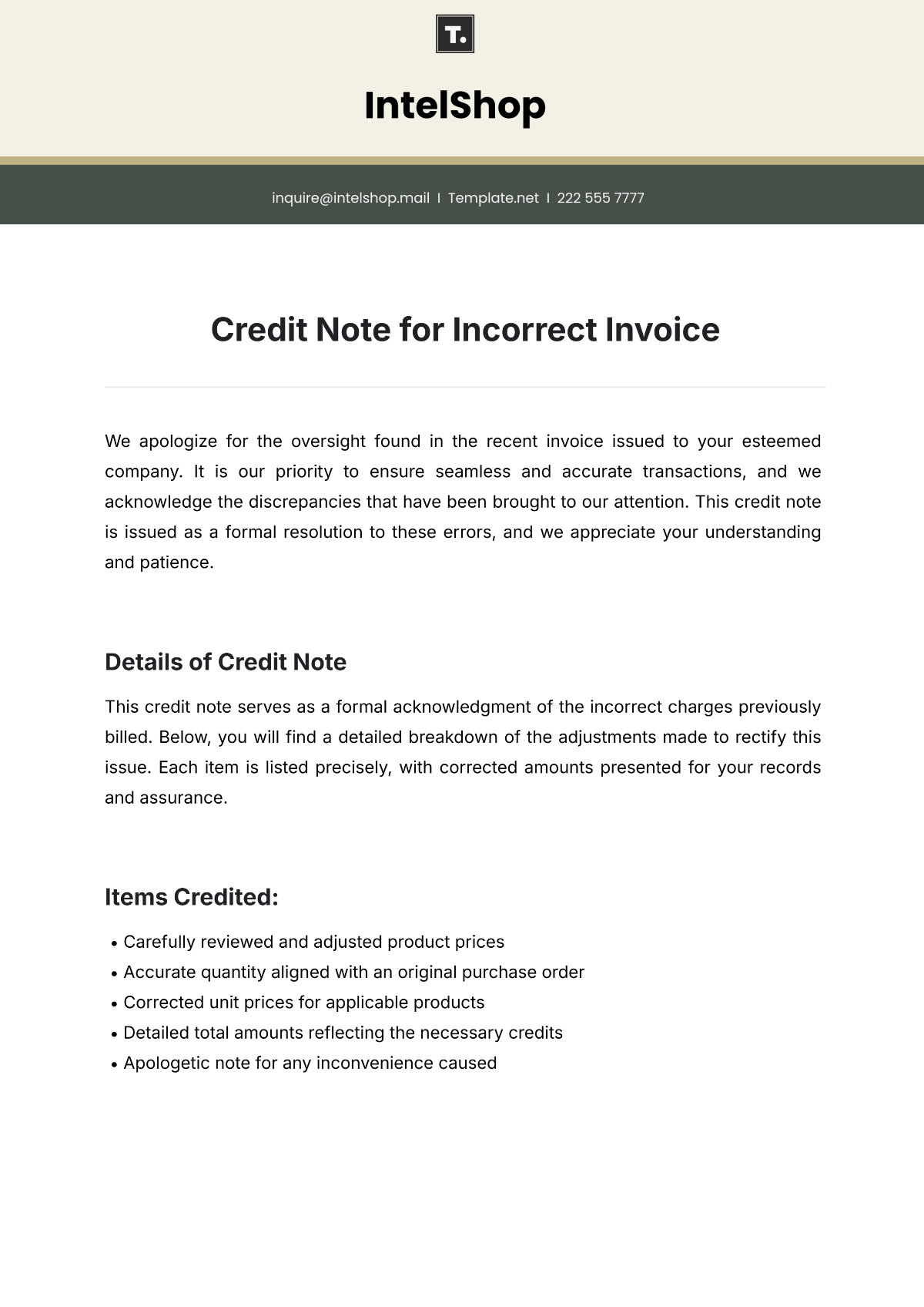 11 Credit Note Templates Free Sample Example Format Download