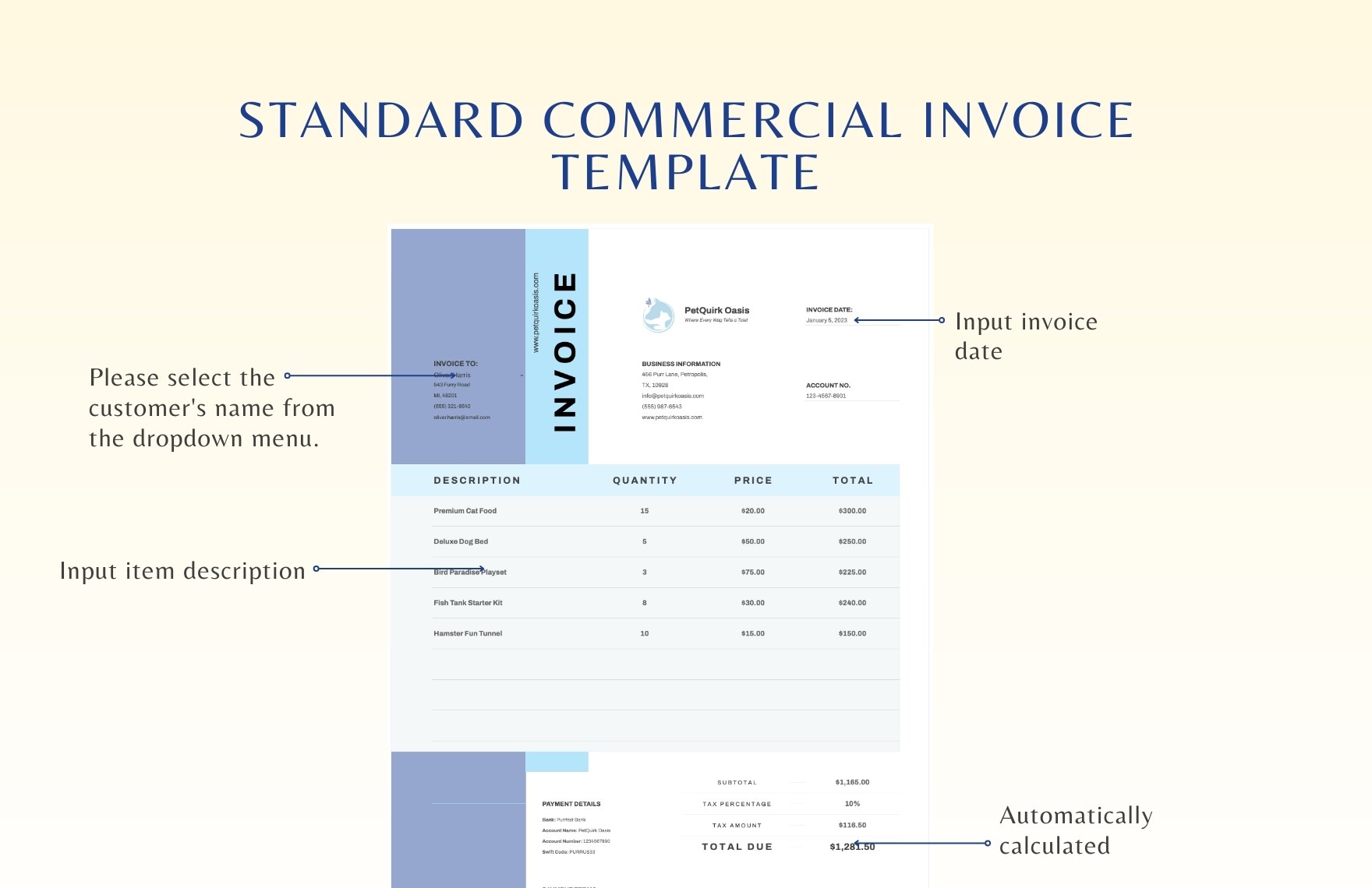 Standard Commercial Invoice Template