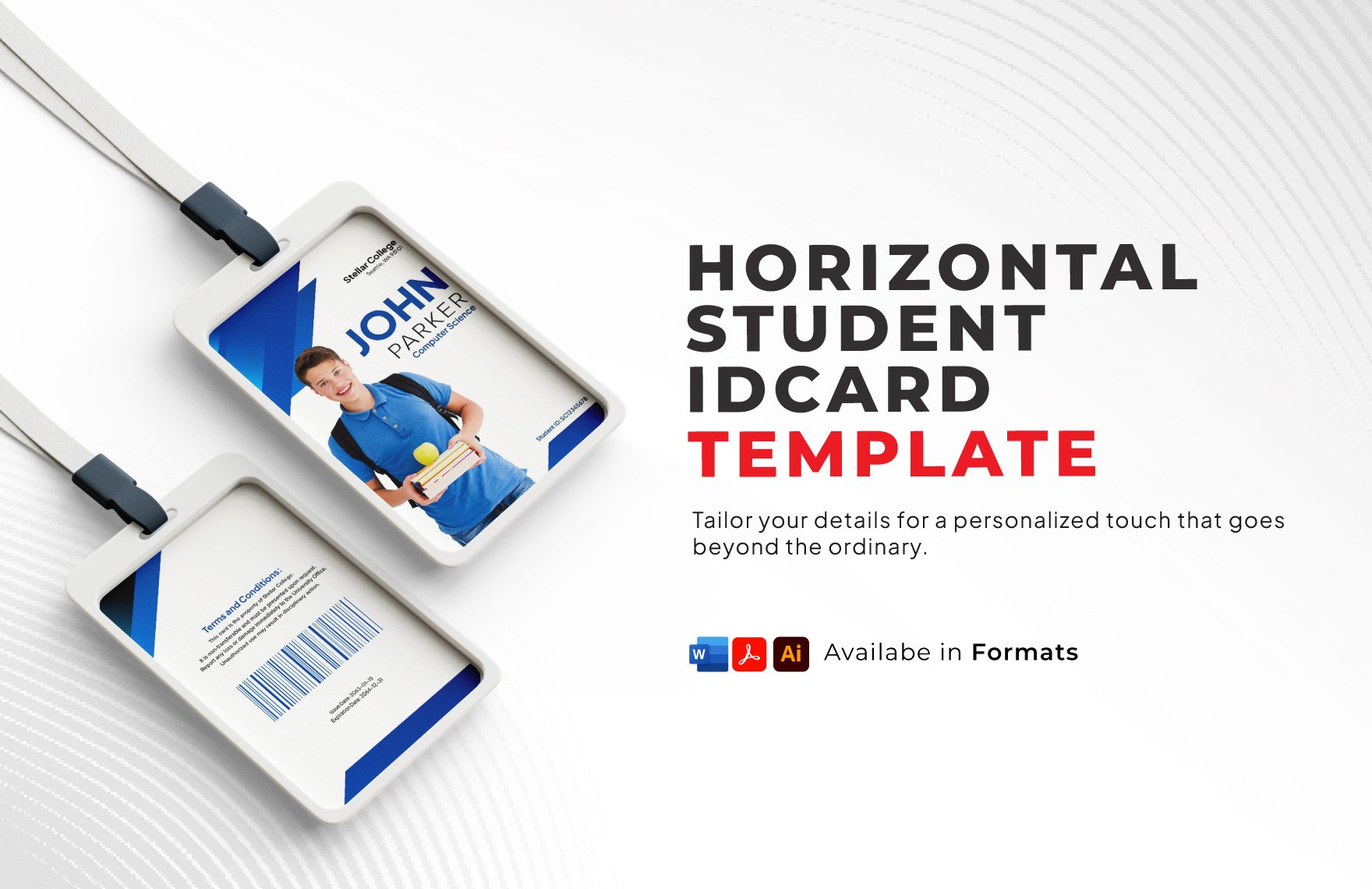 Horizontal Student Id Card Template