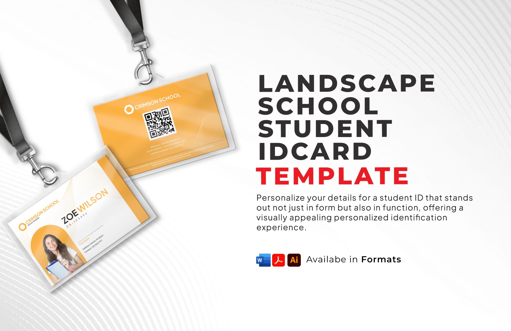 Landscape Student Id Card Template