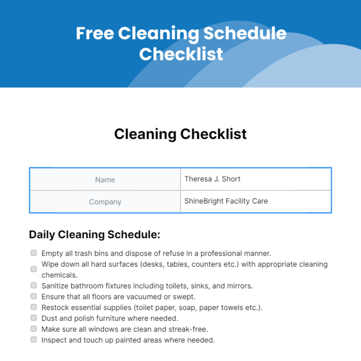 FREE Cleaning Checklist - Edit Online & Download | Template.net