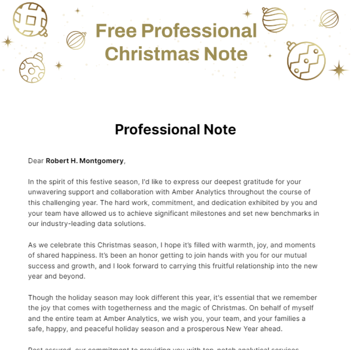 Free Professional Christmas Note Template