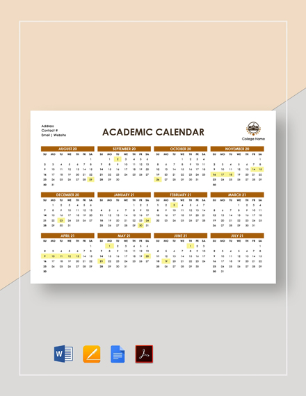 18 Academic Calendar Templates Free Downloads