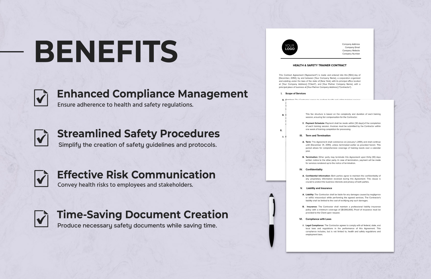 Health Safety Trainer Contract Template