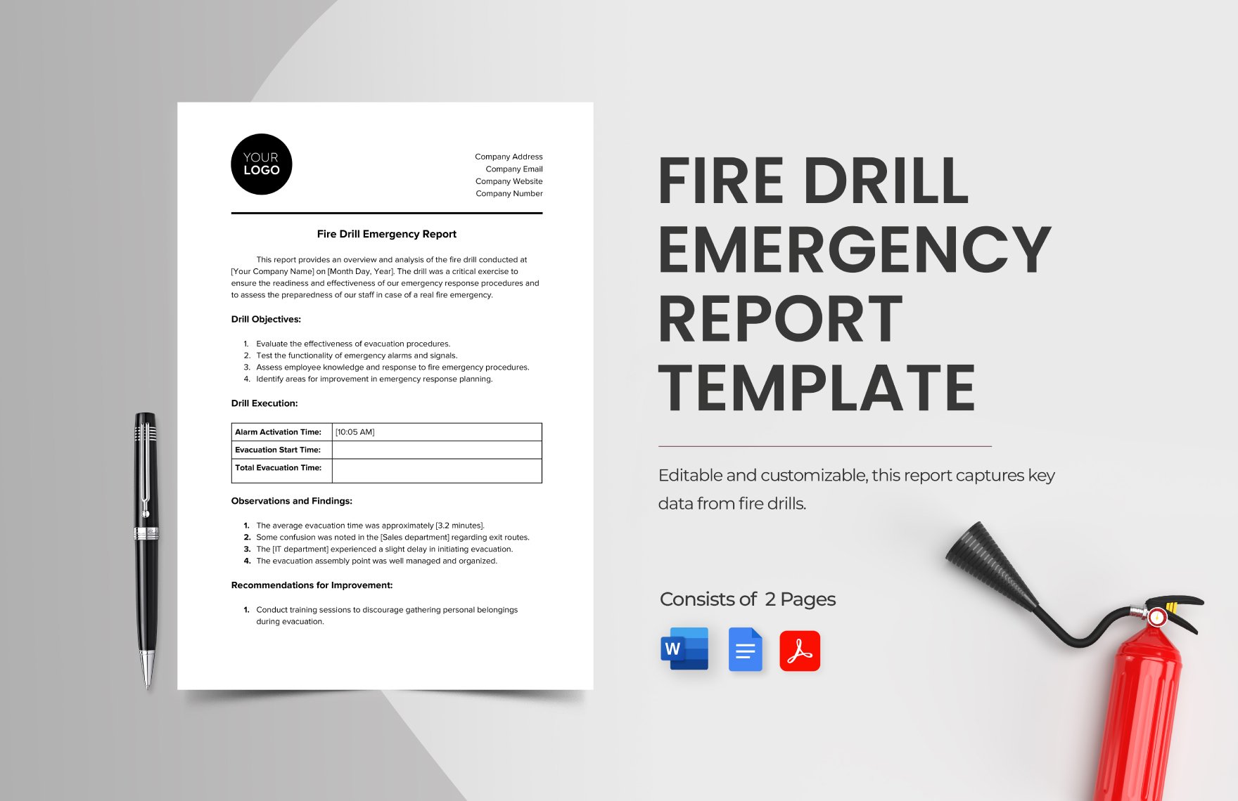 Fire Drill Emergency Report Template