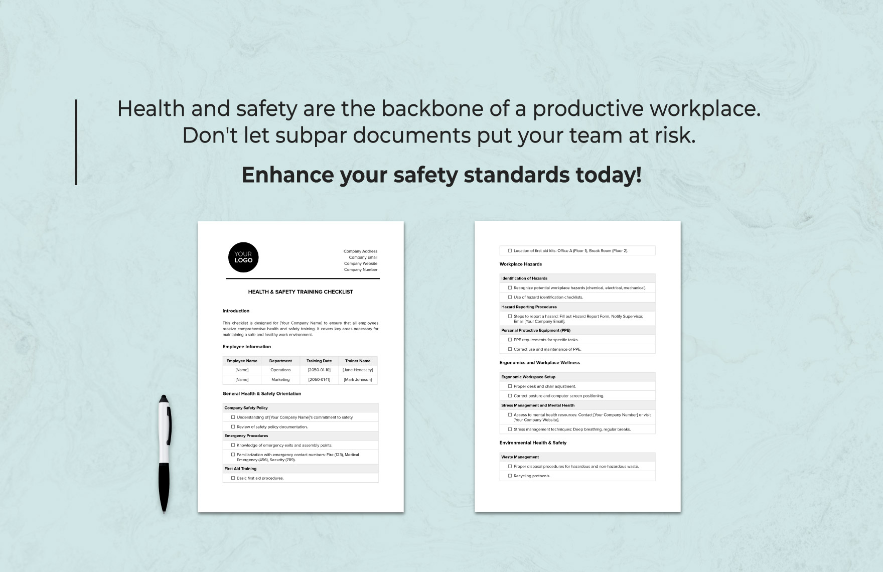 Health & Safety Training Checklist Template