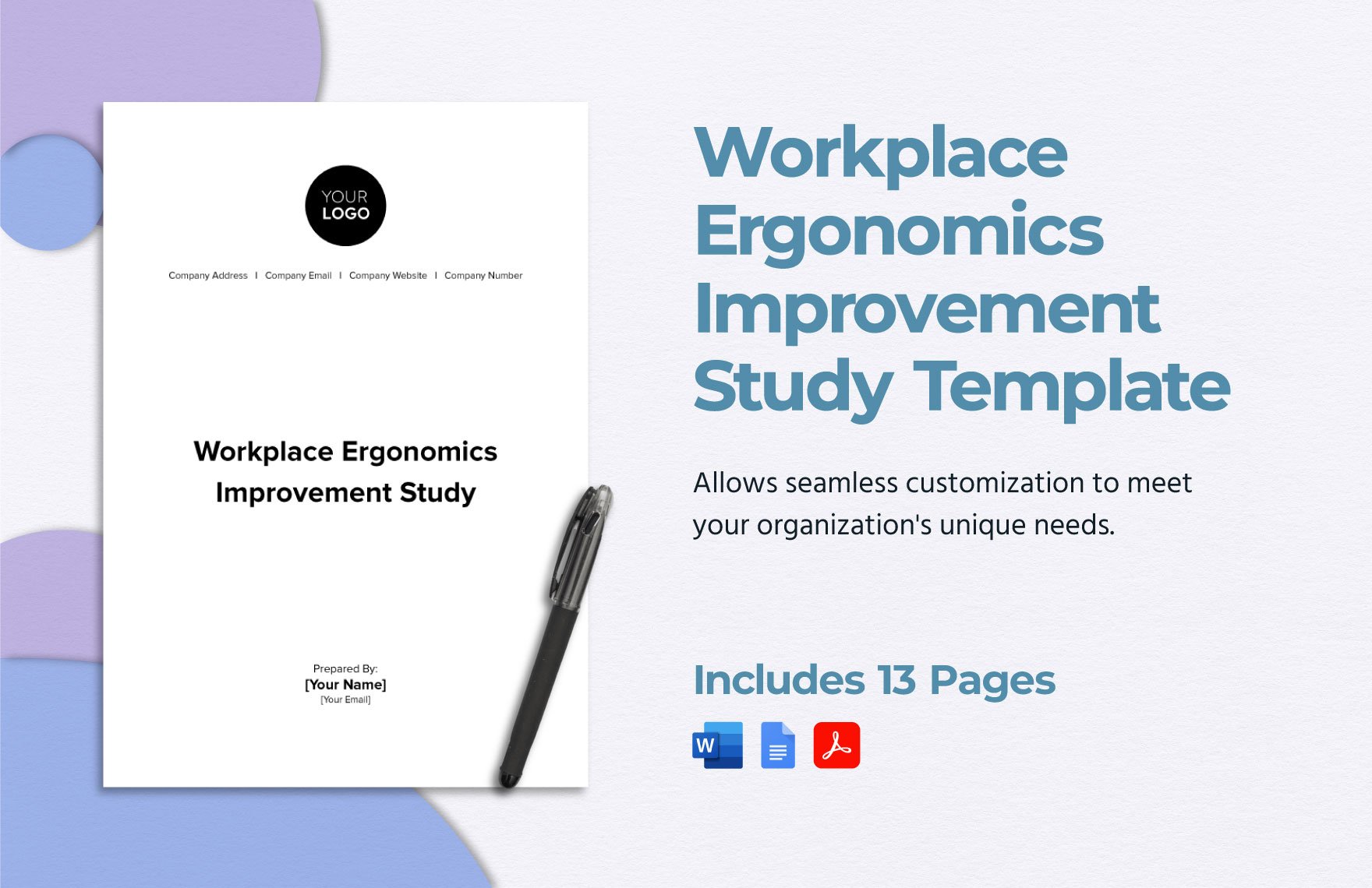 Workplace Ergonomics Improvement Study Template in Word, Google Docs, PDF