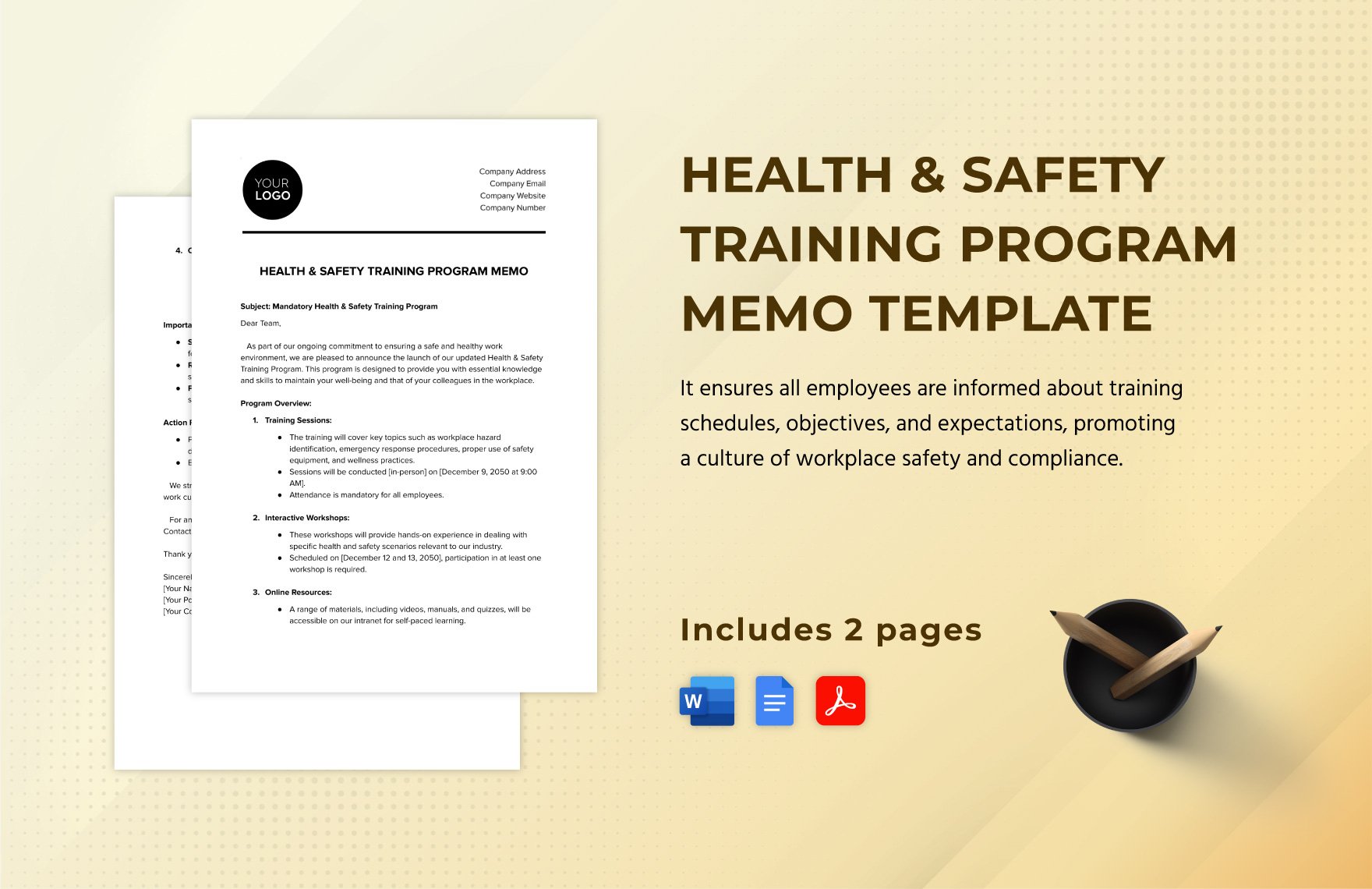 Health & Safety Training Program Memo Template