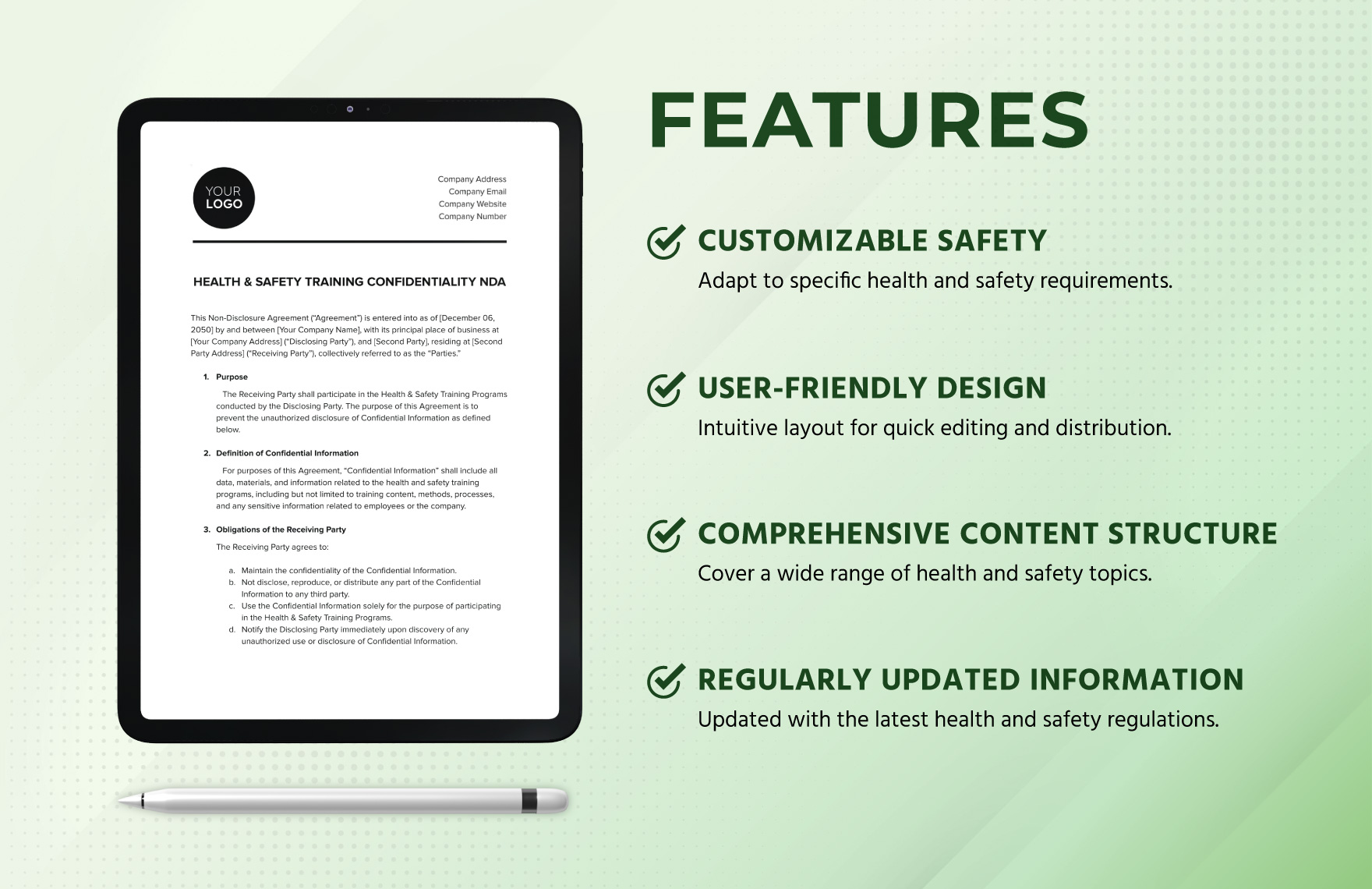 Health & Safety Training Confidentiality NDA Template