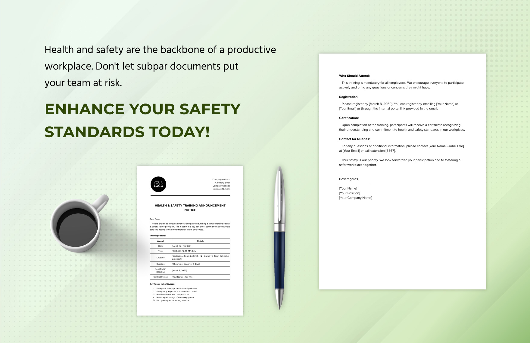 Health Safety Training Announcement Notice Template