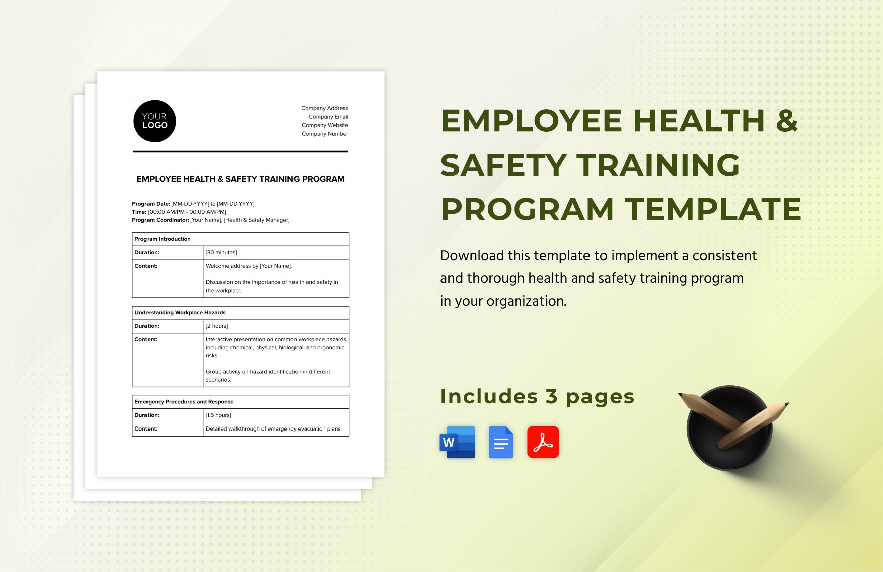 Employee Health & Safety Training Program Template