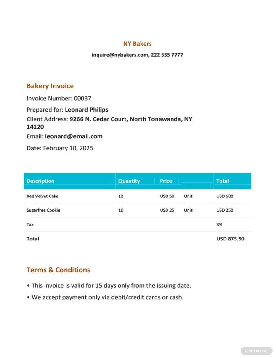 Bakery Invoice in PSD, Illustrator, Word, Pages - Download | Template.net
