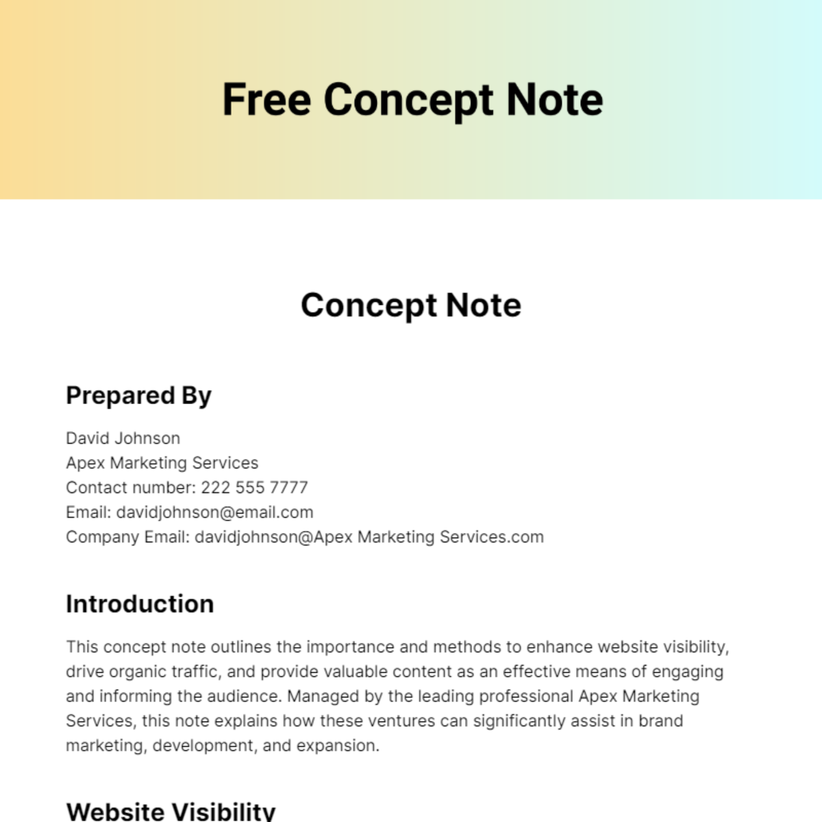 Free Concept Note Template