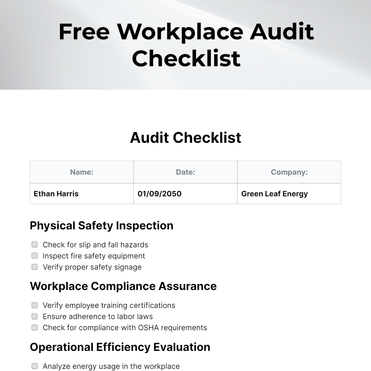 FREE Audit Checklist Templates & Examples - Edit Online & Download ...