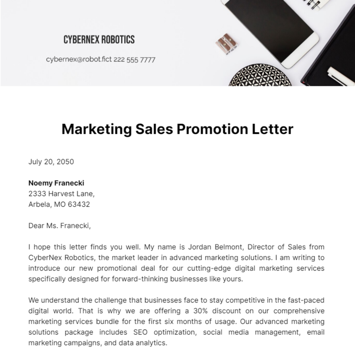 Free Marketing Sales Promotion Letter Template