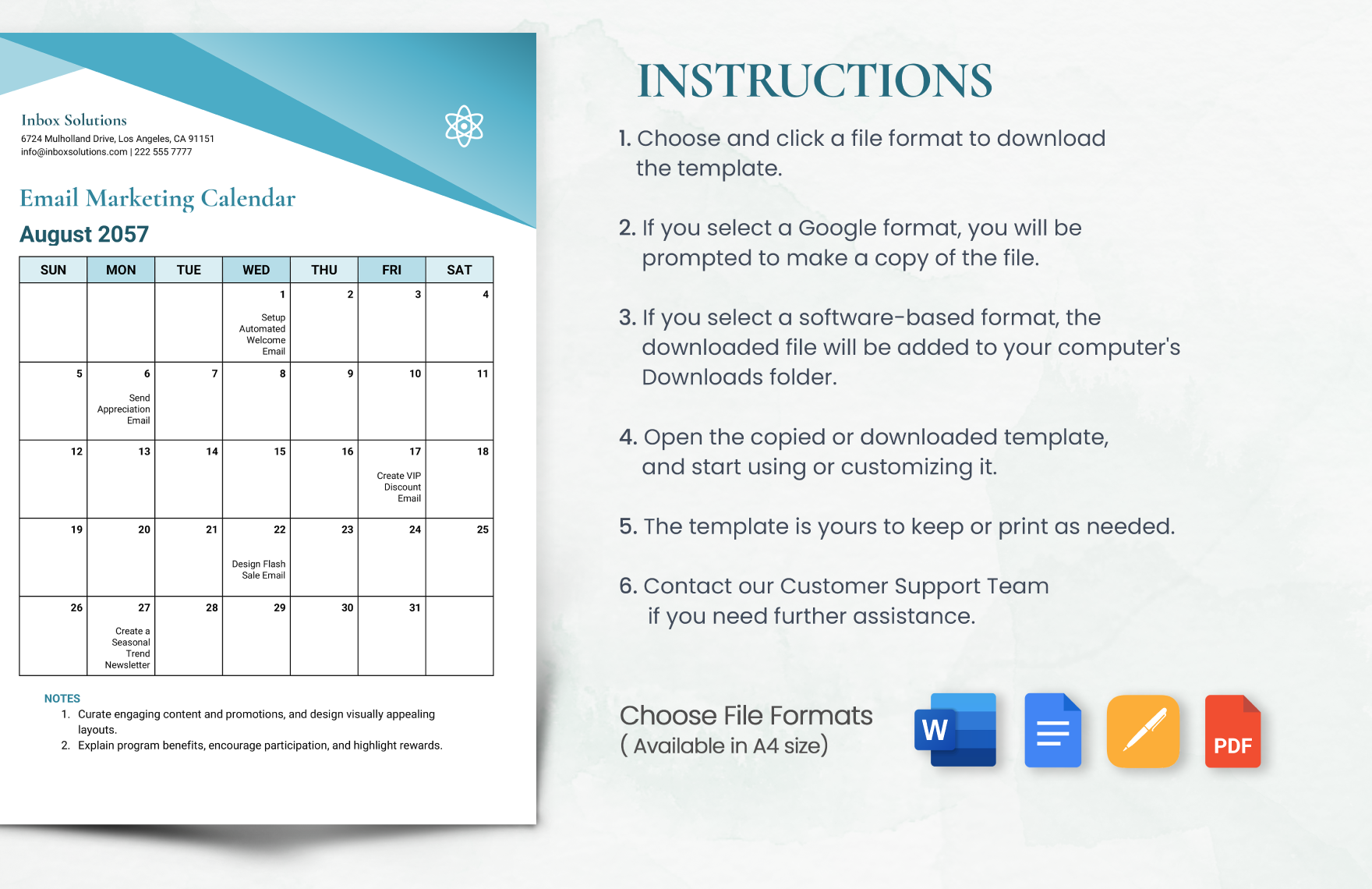 Email Marketing Calendar Template