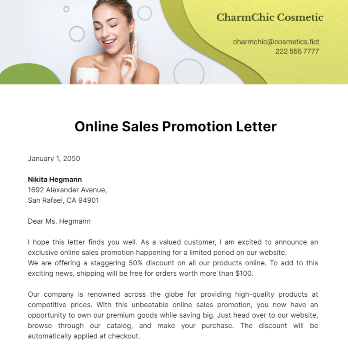Free Online Sales Promotion Letter Template