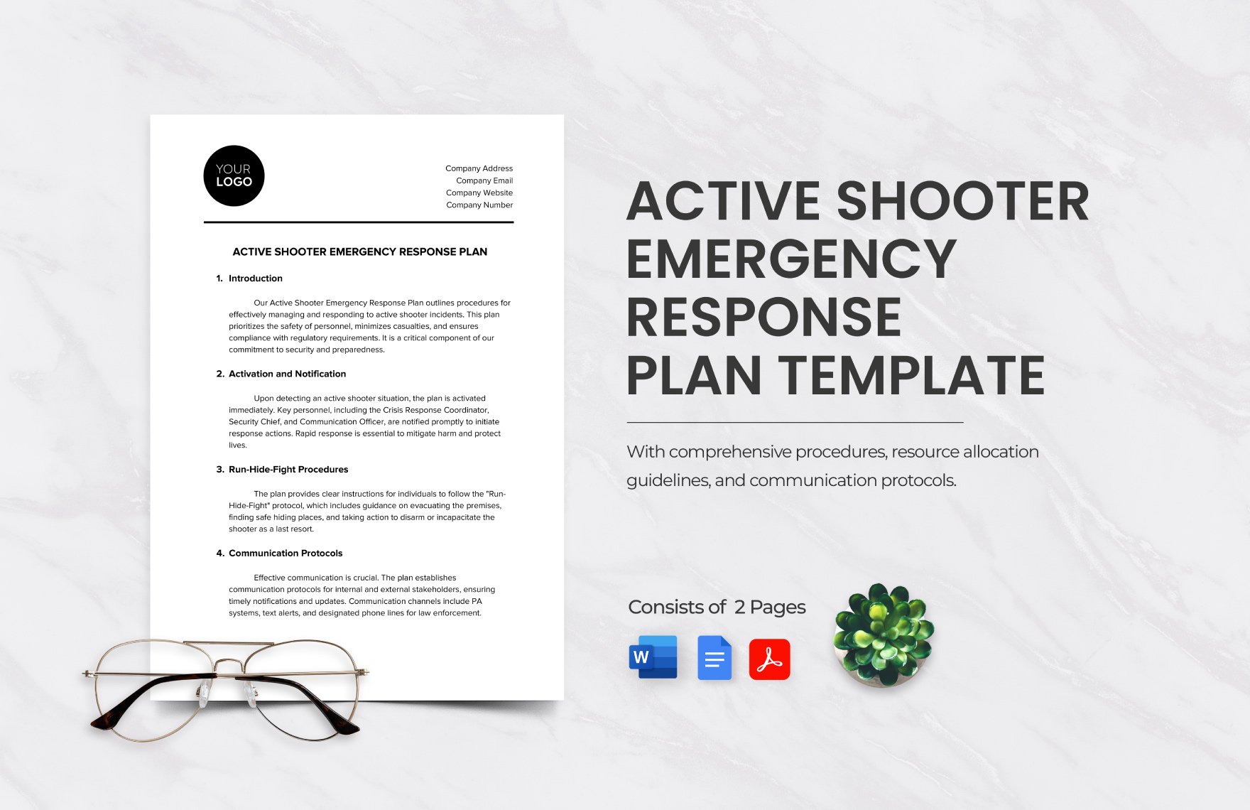 Active Shooter Emergency Response Plan Template in Word, Google Docs, PDF
