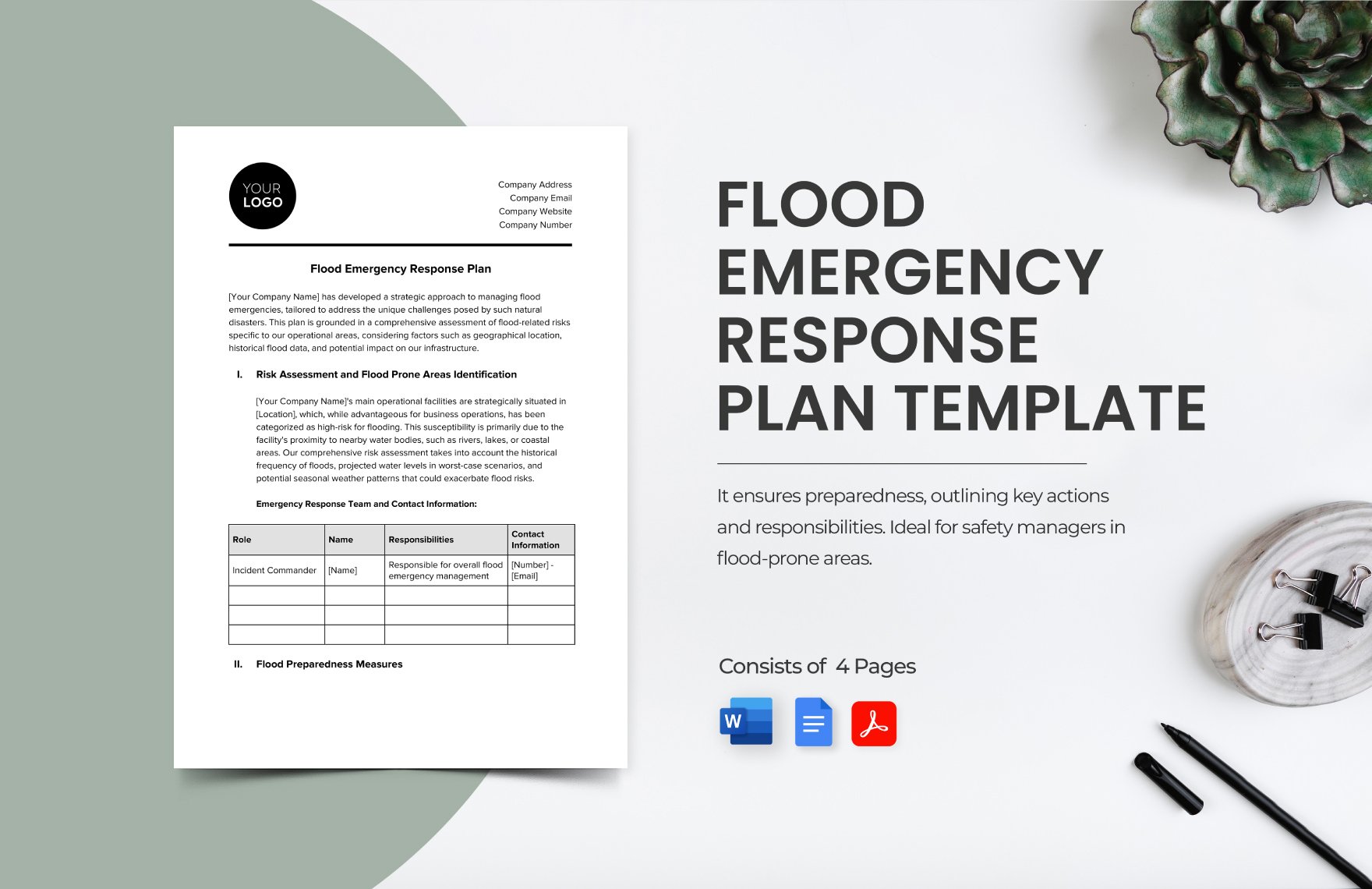 Flood Emergency Response Plan Template in Word, Google Docs, PDF