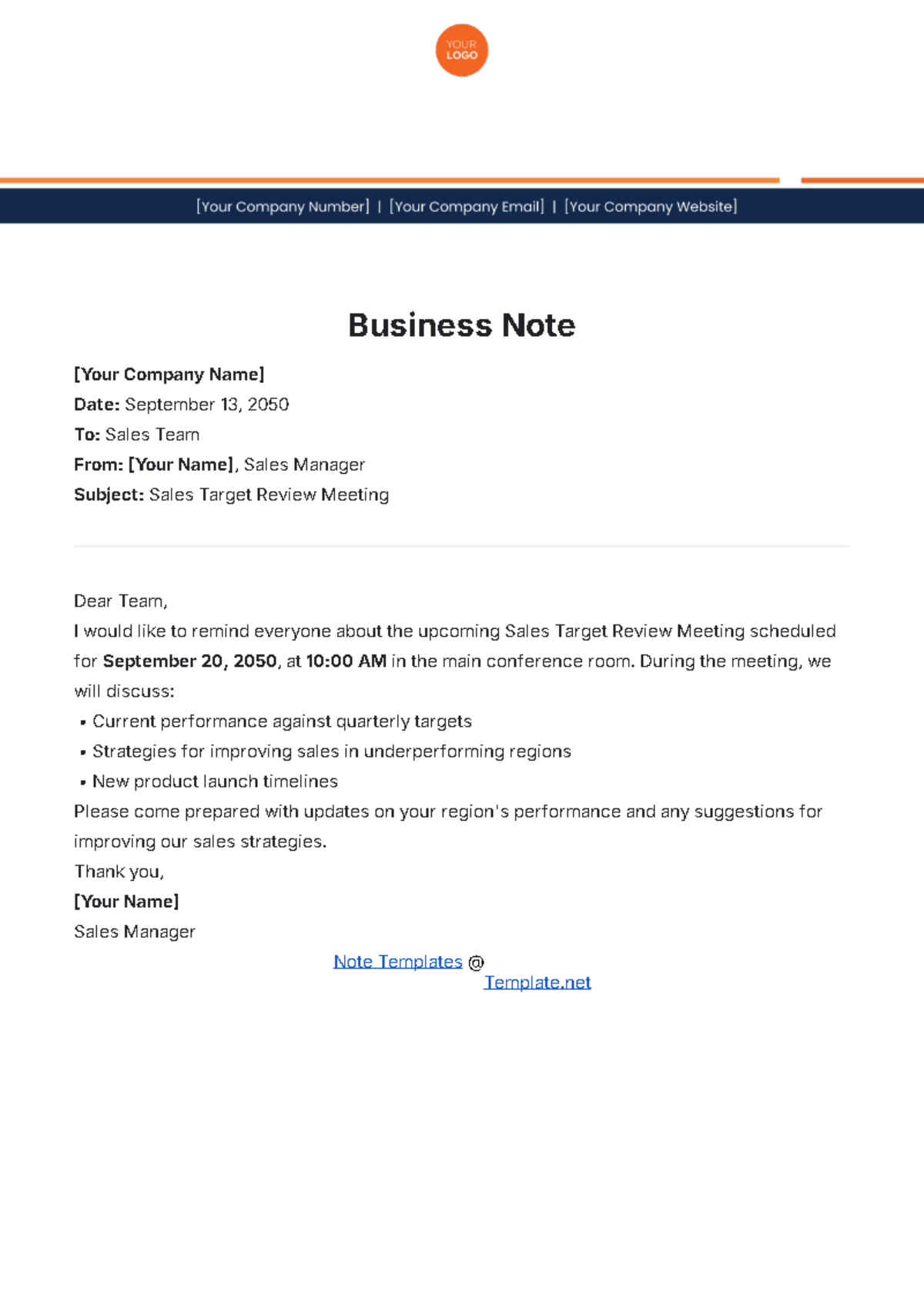 Business Note Template - Edit Online & Download