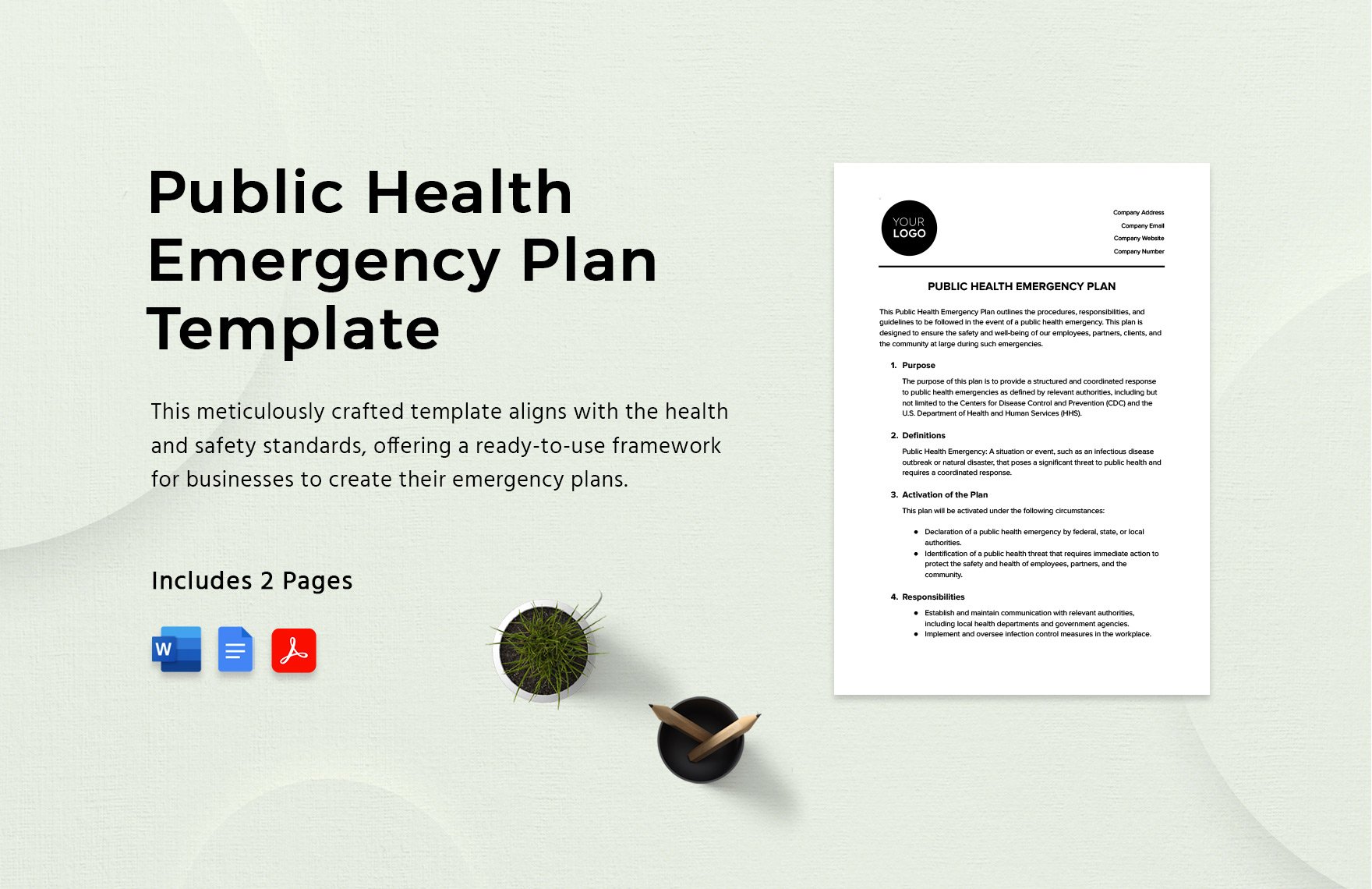 Public Health Emergency Plan Template in Word, Google Docs, PDF